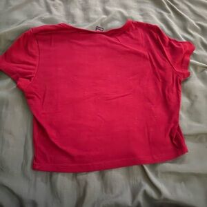SHEIN Orange Pink Crop T-Shirt Short Sleeve Relaxed